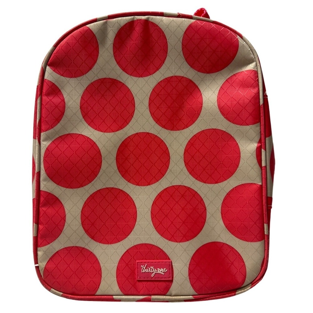 Thirty-One Chillicious THERMAL Zipper Lunchbox Cream With Pink Polka Dots